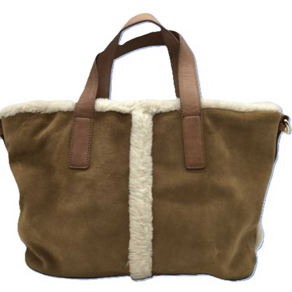 UGG Shoulder Bag Brown Suede White Wool Trim 3 Se… - image 4