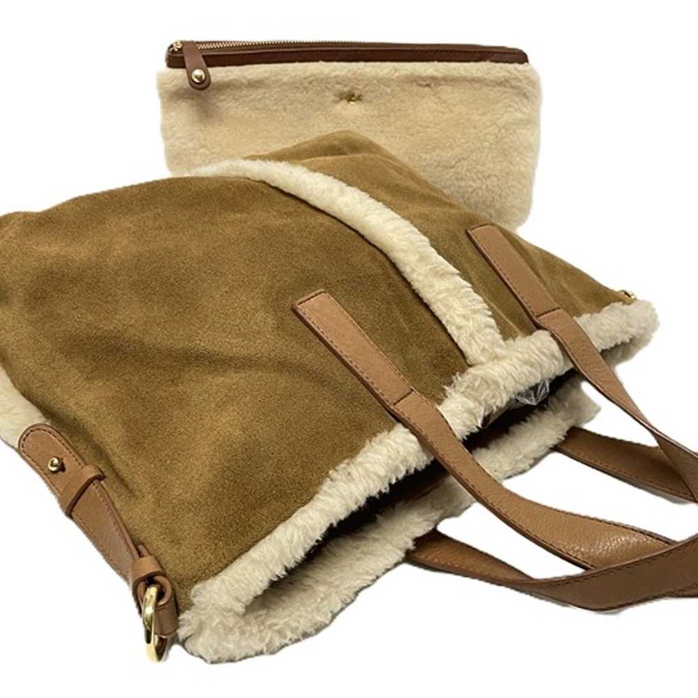 UGG Shoulder Bag Pouch Set Brown Suede White Wool… - image 4