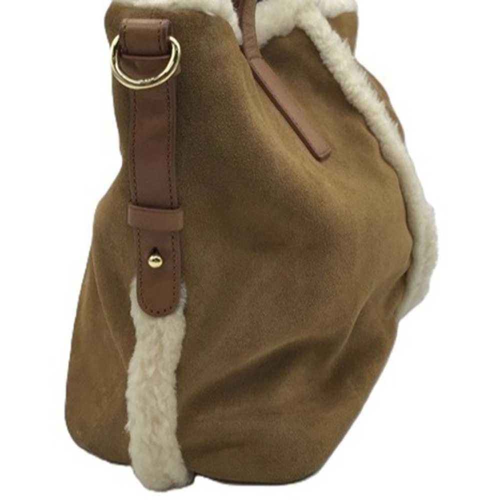 UGG Shoulder Bag Brown Suede White Wool Trim 3 Se… - image 5