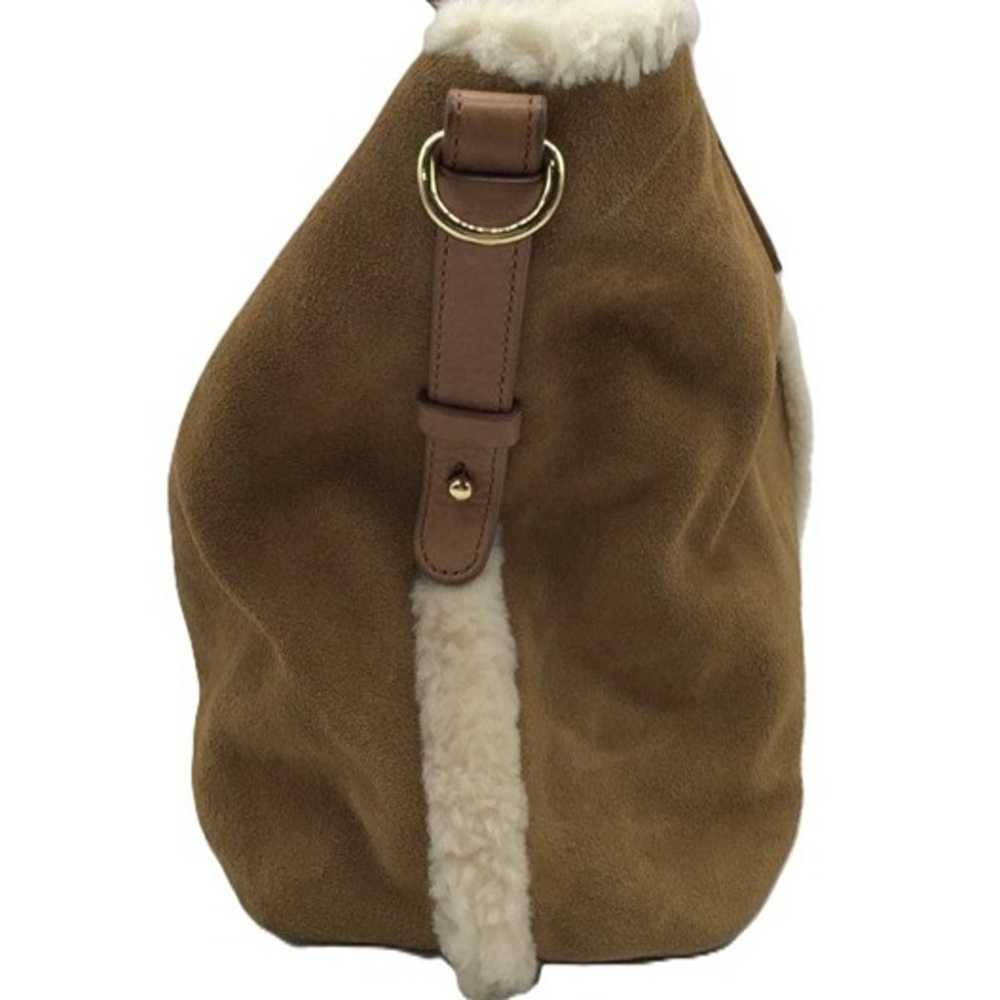 UGG Shoulder Bag Brown Suede White Wool Trim 3 Se… - image 6