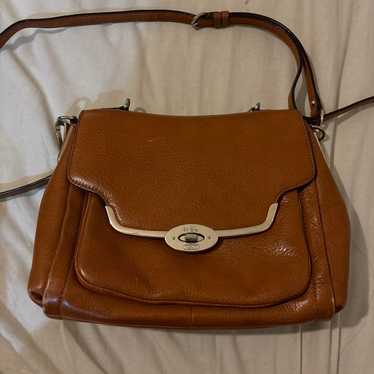 COACH Shoulder Bag Brown Leather