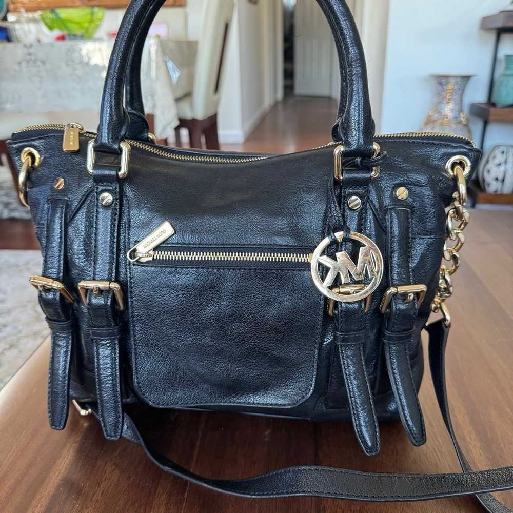 Michael Kors Two Way Satchel Handbag Black Leather - image 1