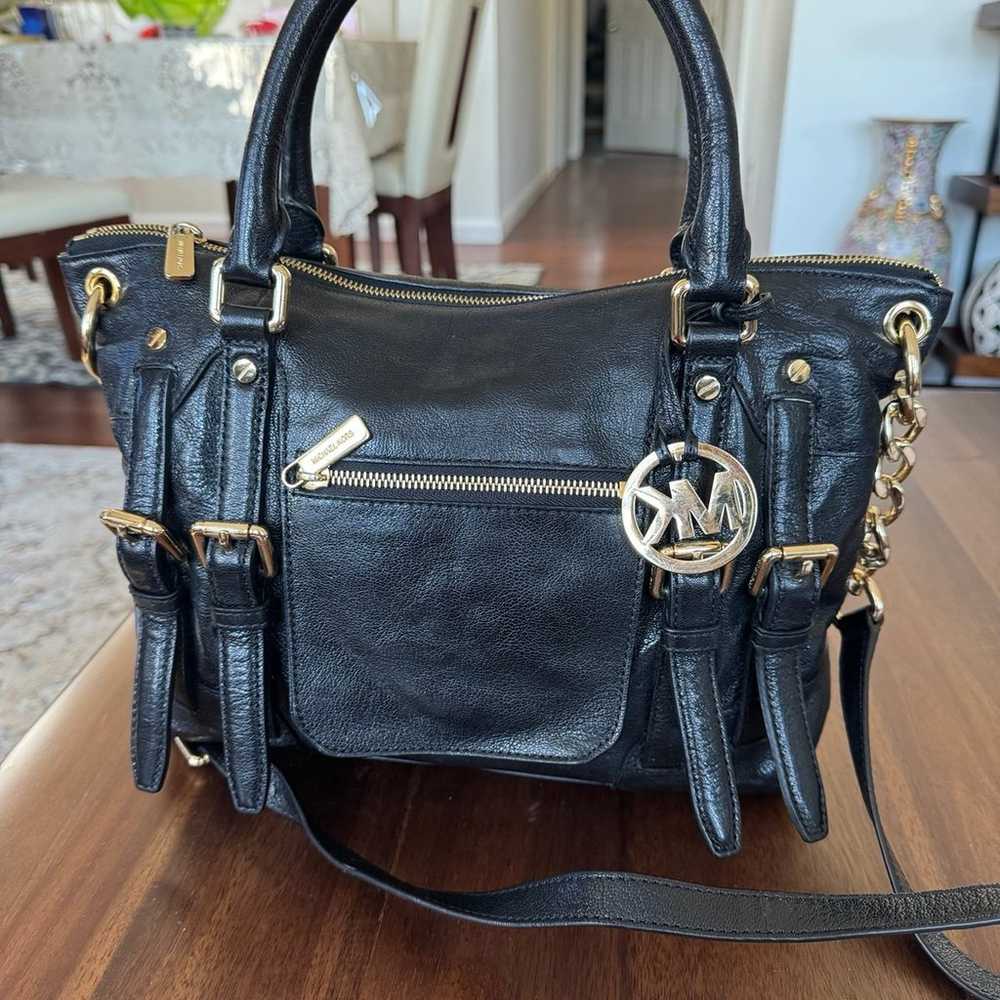 Michael Kors Two Way Satchel Handbag Black Leather - image 2