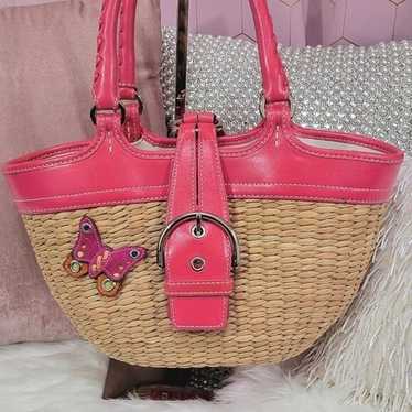 Coach Y2K Hot Pink Wicker Butterfly Handbag