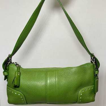 COACH Vintage Hampton Baguette Green Pebbled Leath