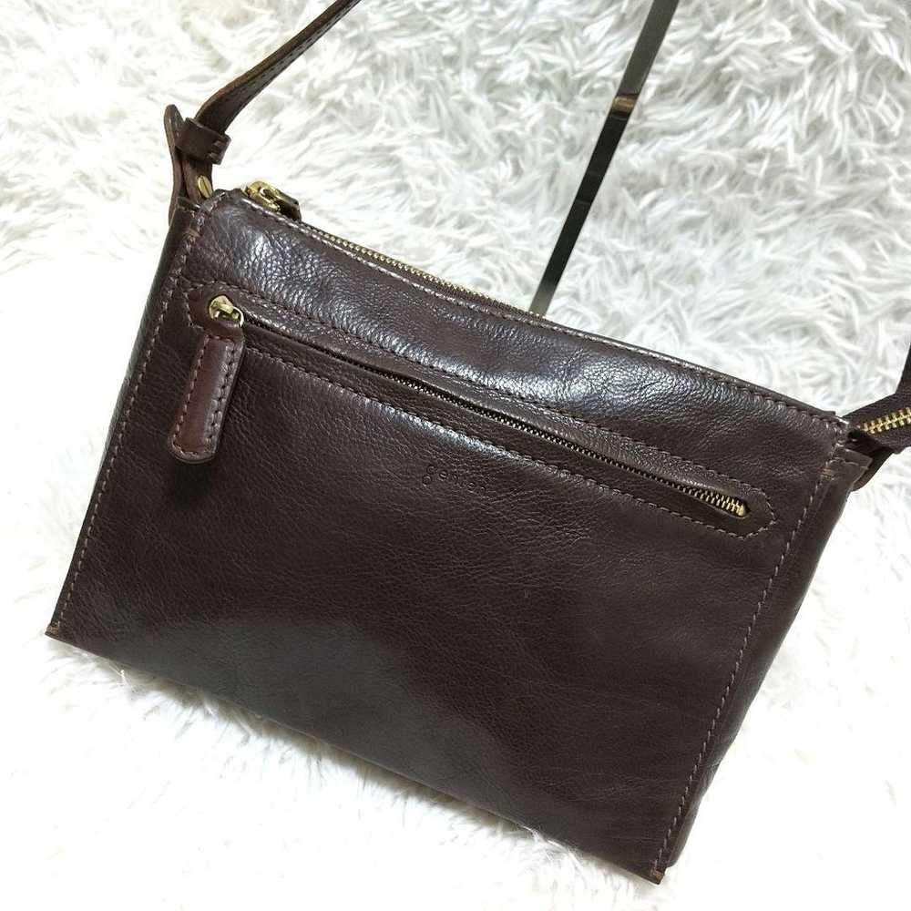 Genten shoulder bag, leather, dark brown. - image 11