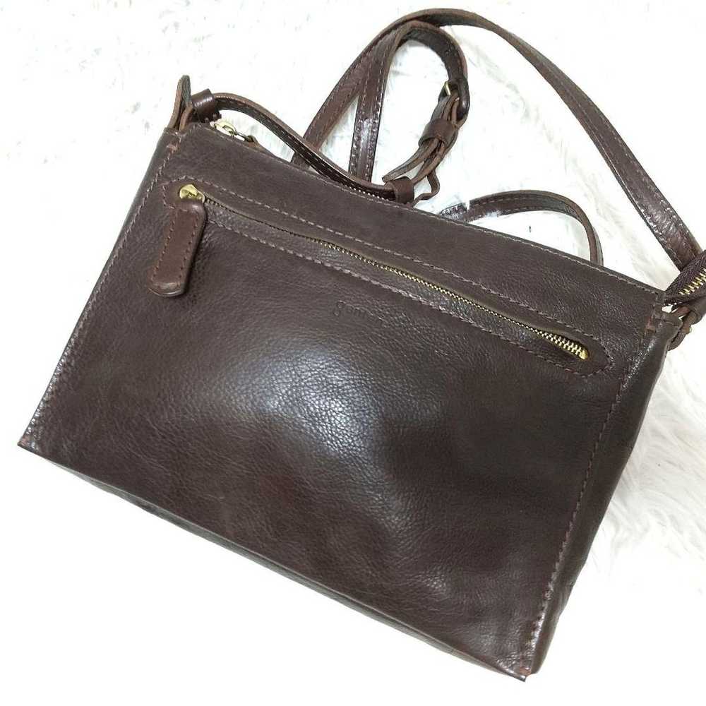 Genten shoulder bag, leather, dark brown. - image 12