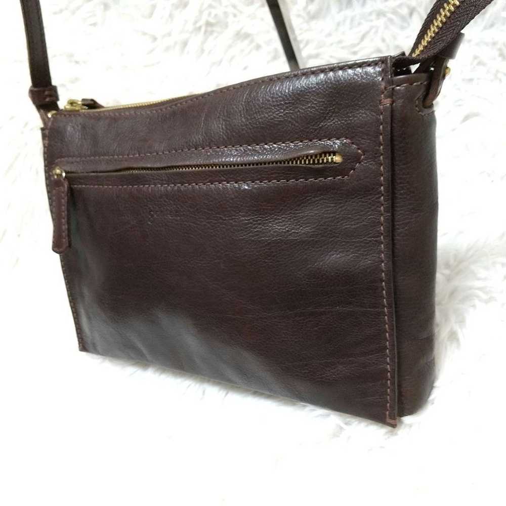 Genten shoulder bag, leather, dark brown. - image 3