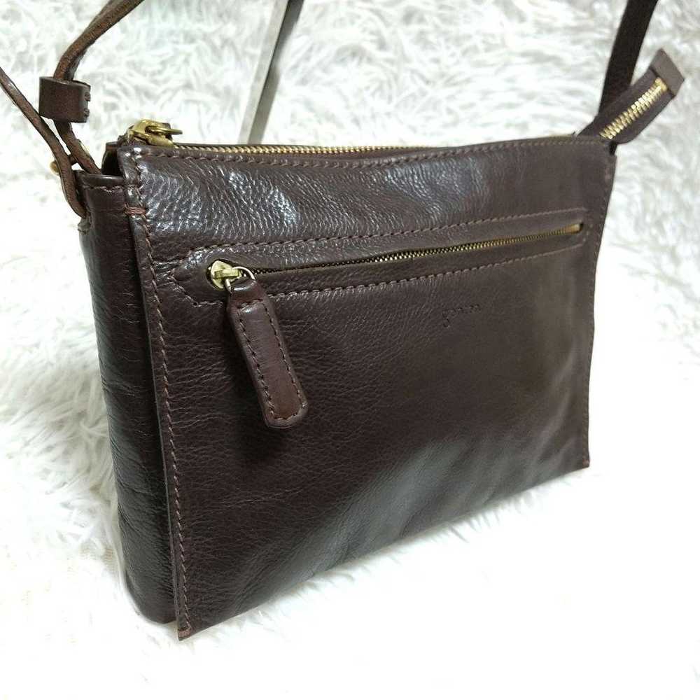 Genten shoulder bag, leather, dark brown. - image 4