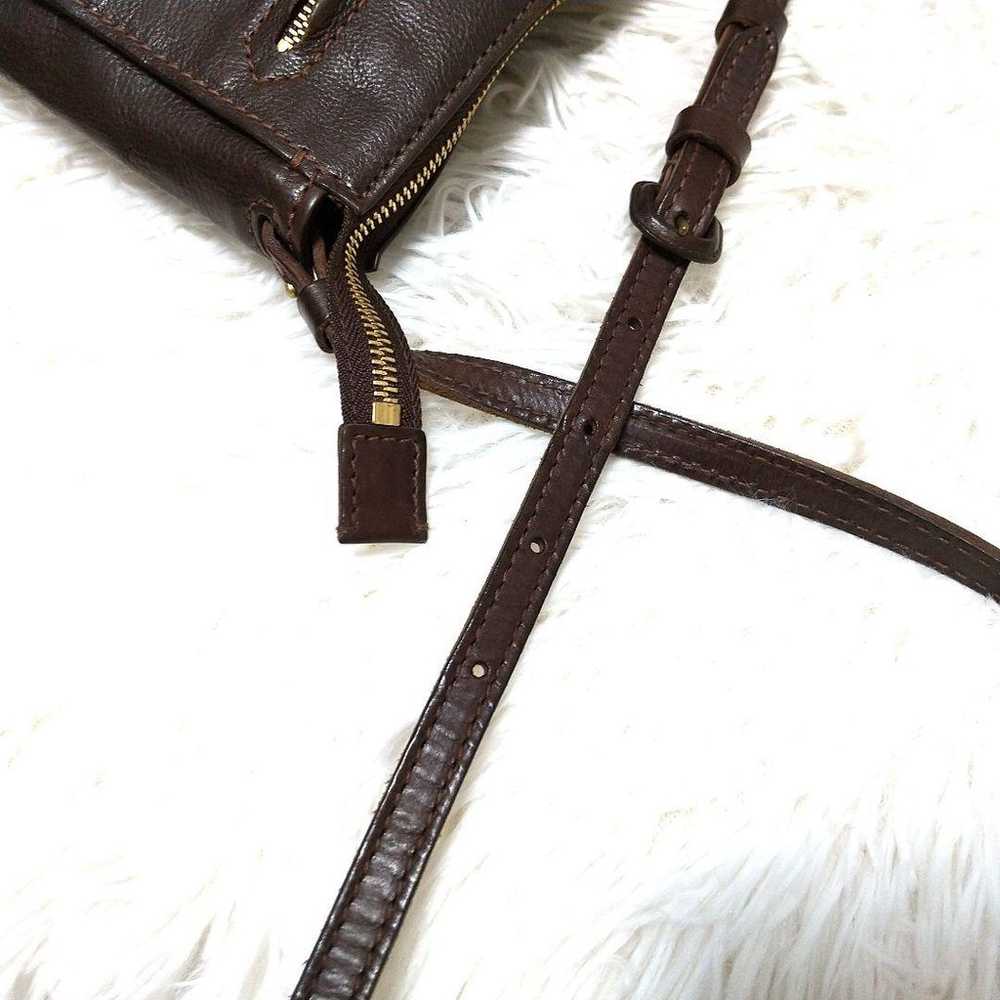 Genten shoulder bag, leather, dark brown. - image 8