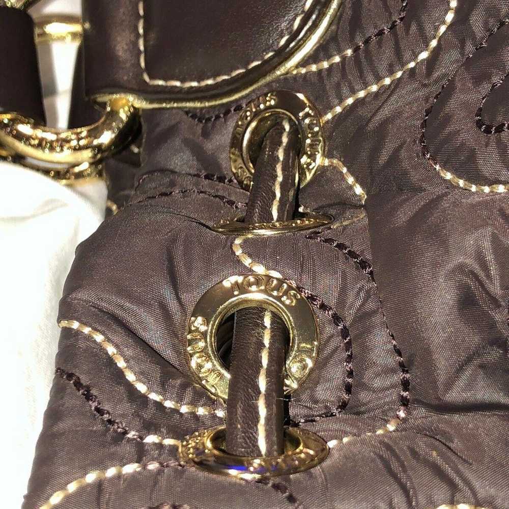 Rare TOUS Quilted Brown Drawstring Tassel Metalli… - image 10