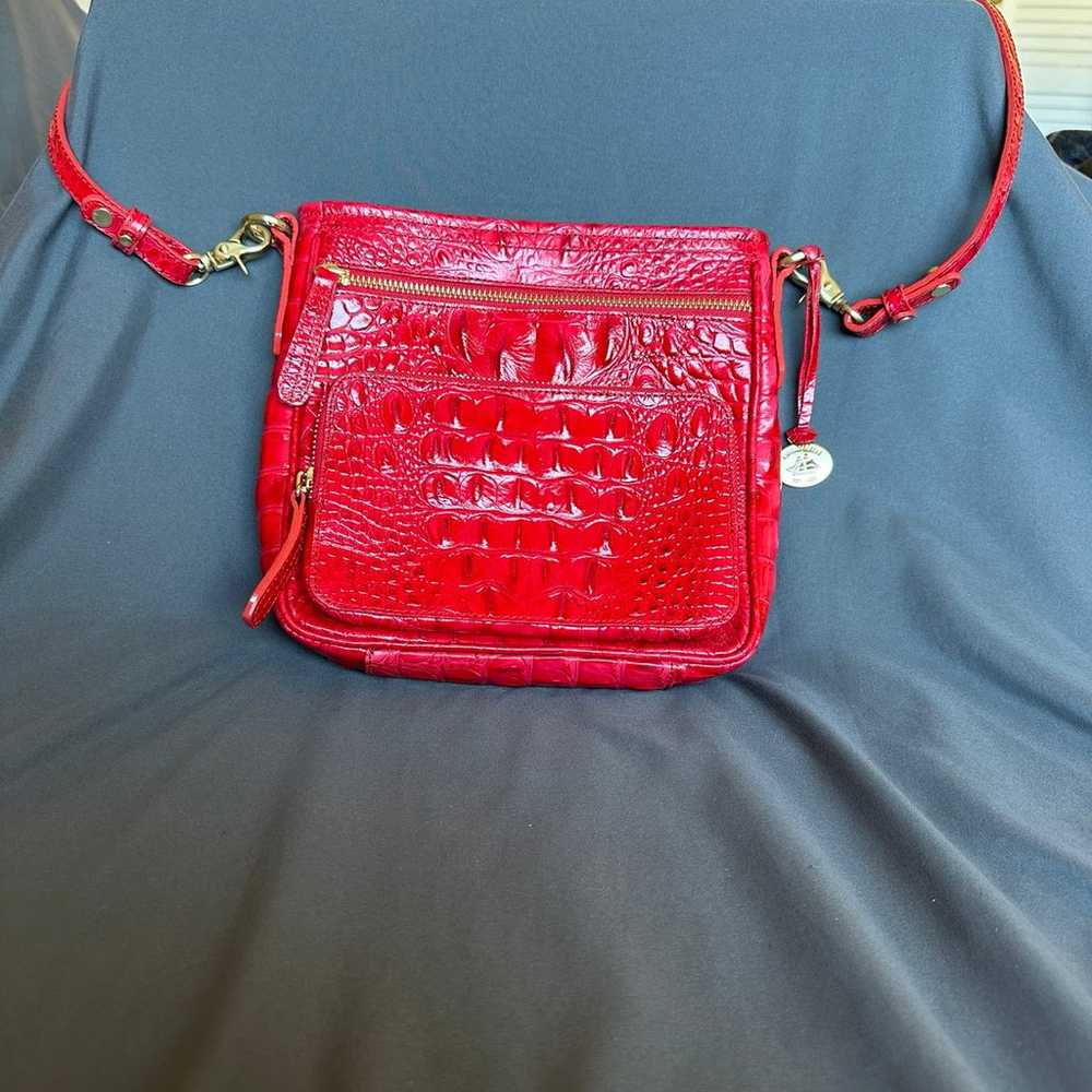 Brahmin Jody Red Embossed Croc Leather Crossbody … - image 1