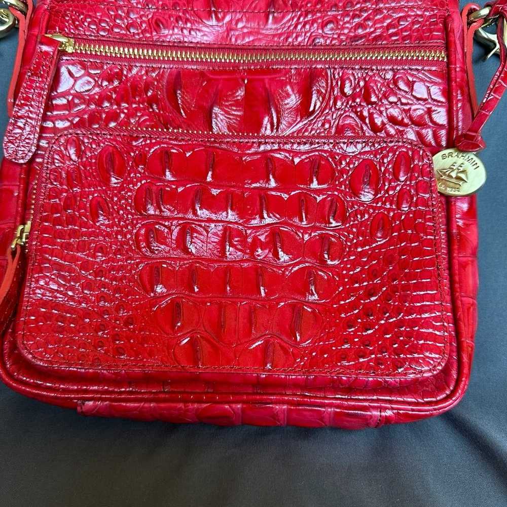 Brahmin Jody Red Embossed Croc Leather Crossbody … - image 2