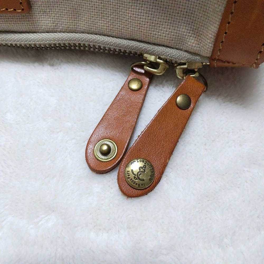 Seagull Ship Leather Canvas Shoulder Bag Genuine … - image 6