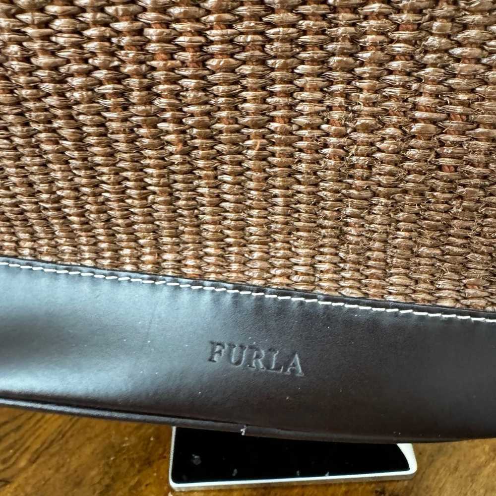 FURLA Stunning Italian Leather and Straw Basket B… - image 3