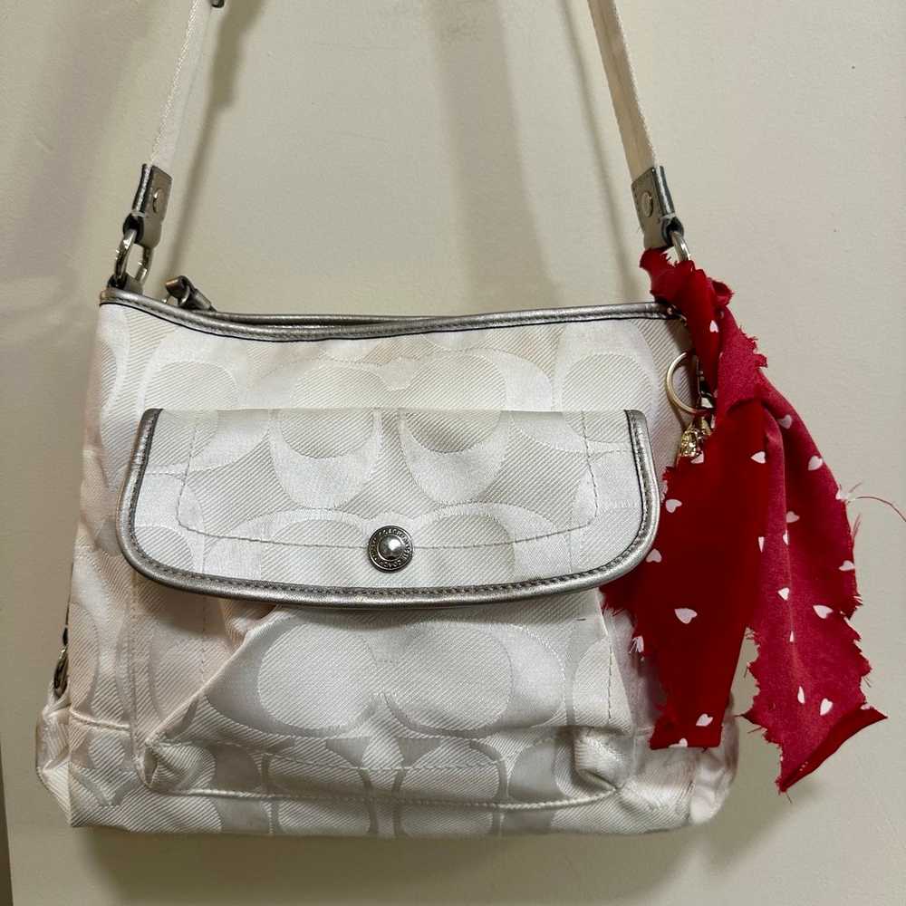 Vintage white and silver coach purse bag crossbody - image 1