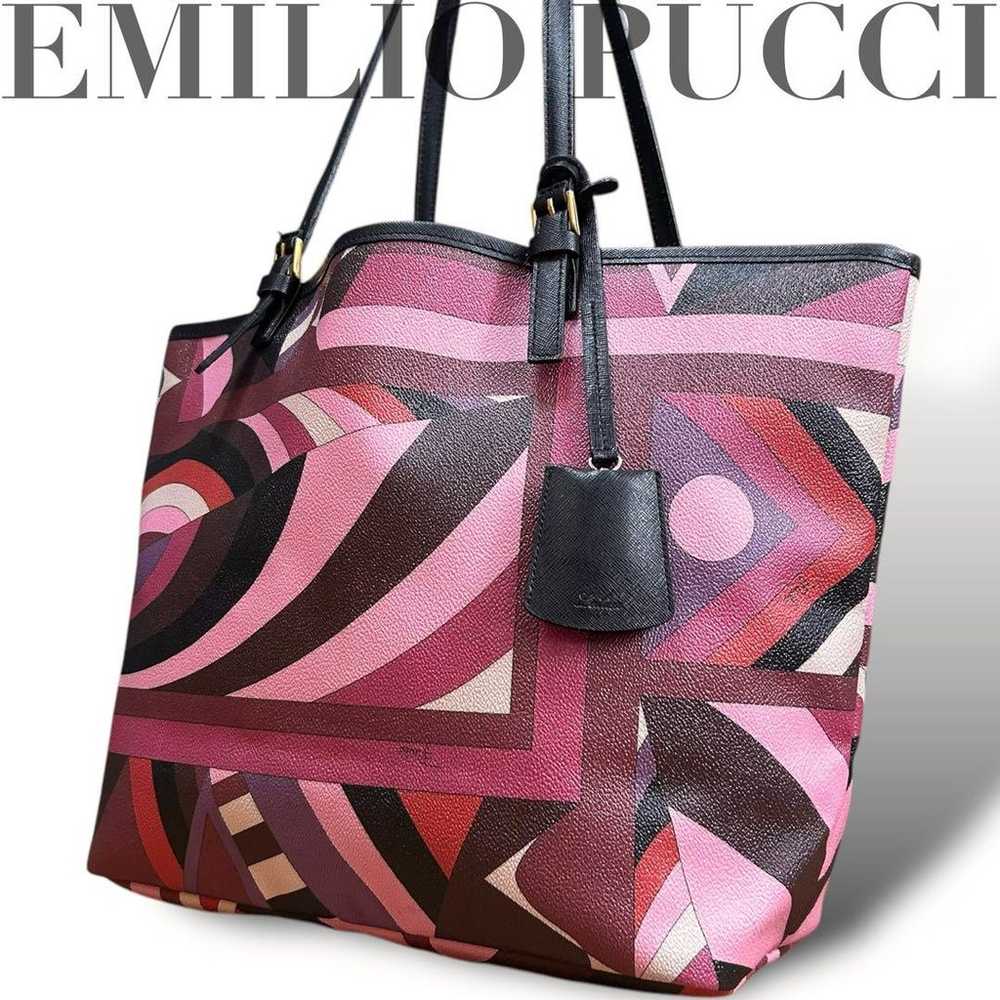 Emilio Pucci Tote Bag, Leather, PVC, Pink, Logo, … - image 1