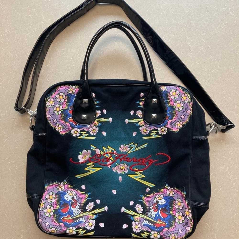 Ed Hardy Floral Skull Canvas Tote (LARGE) - image 1