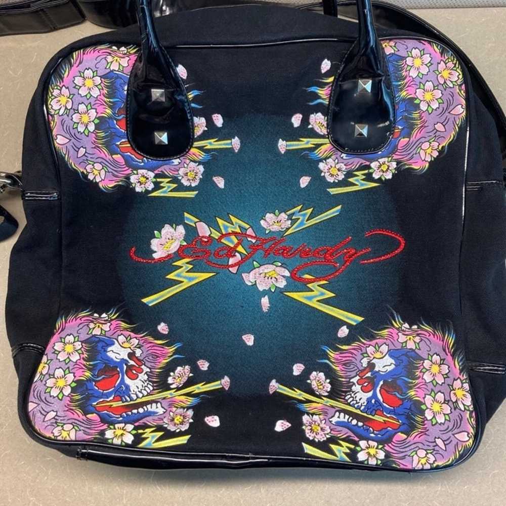 Ed Hardy Floral Skull Canvas Tote (LARGE) - image 2