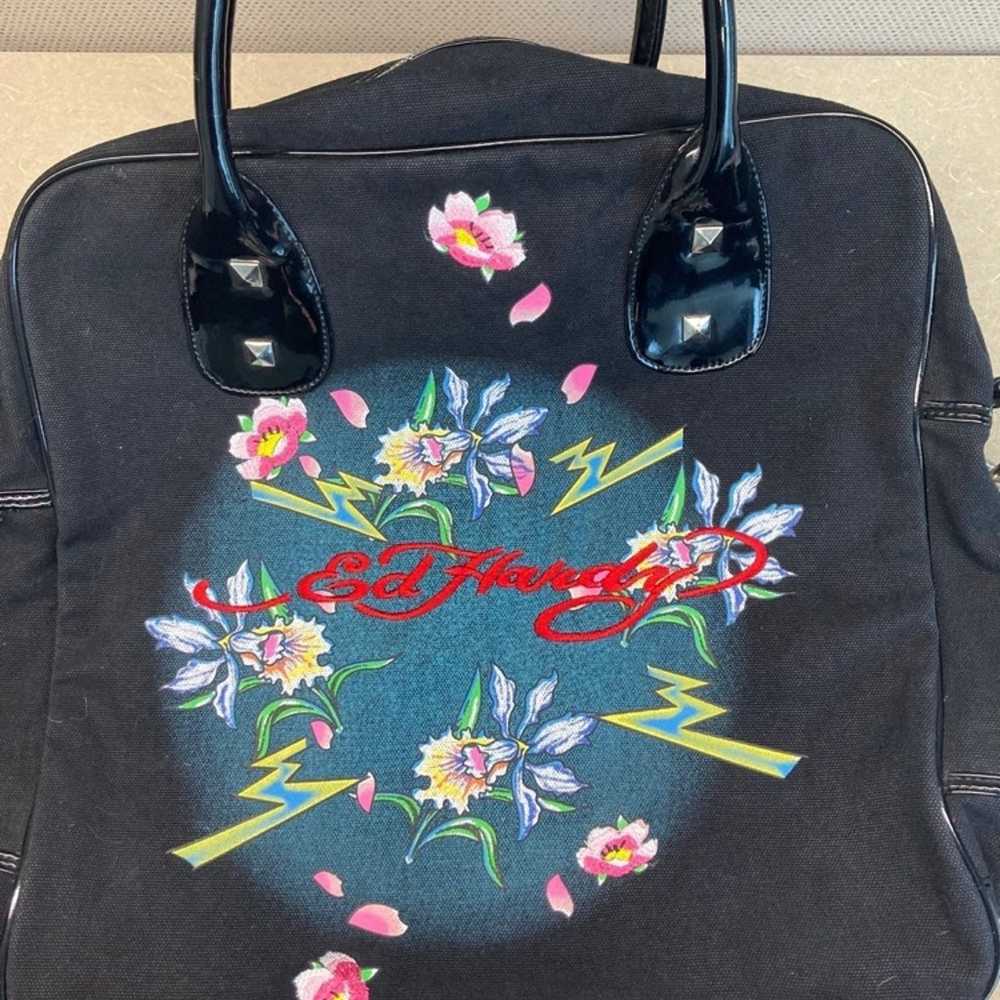 Ed Hardy Floral Skull Canvas Tote (LARGE) - image 3