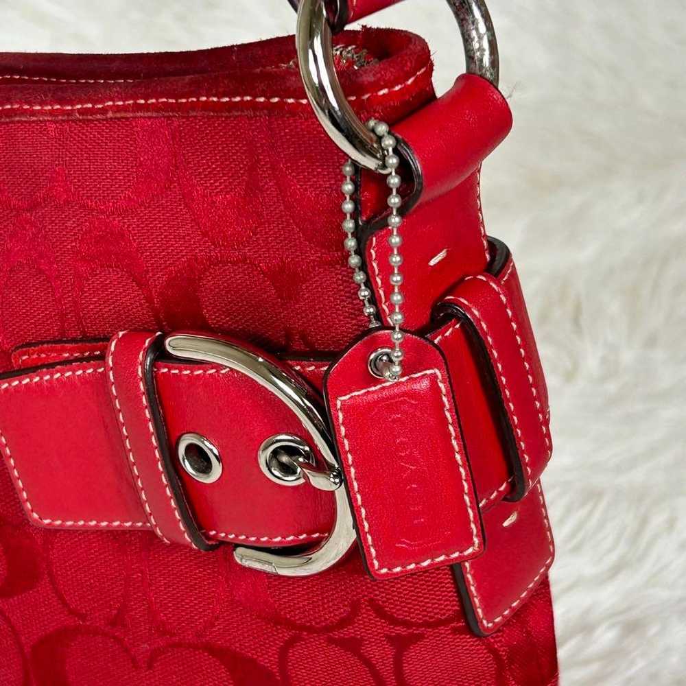 COACH Signature Shoulder Bag Canvas x Suede RED - image 12