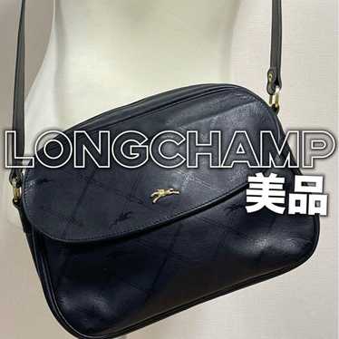 LONGCHAMP Shoulder Bag Leather Black Excellent Co… - image 1