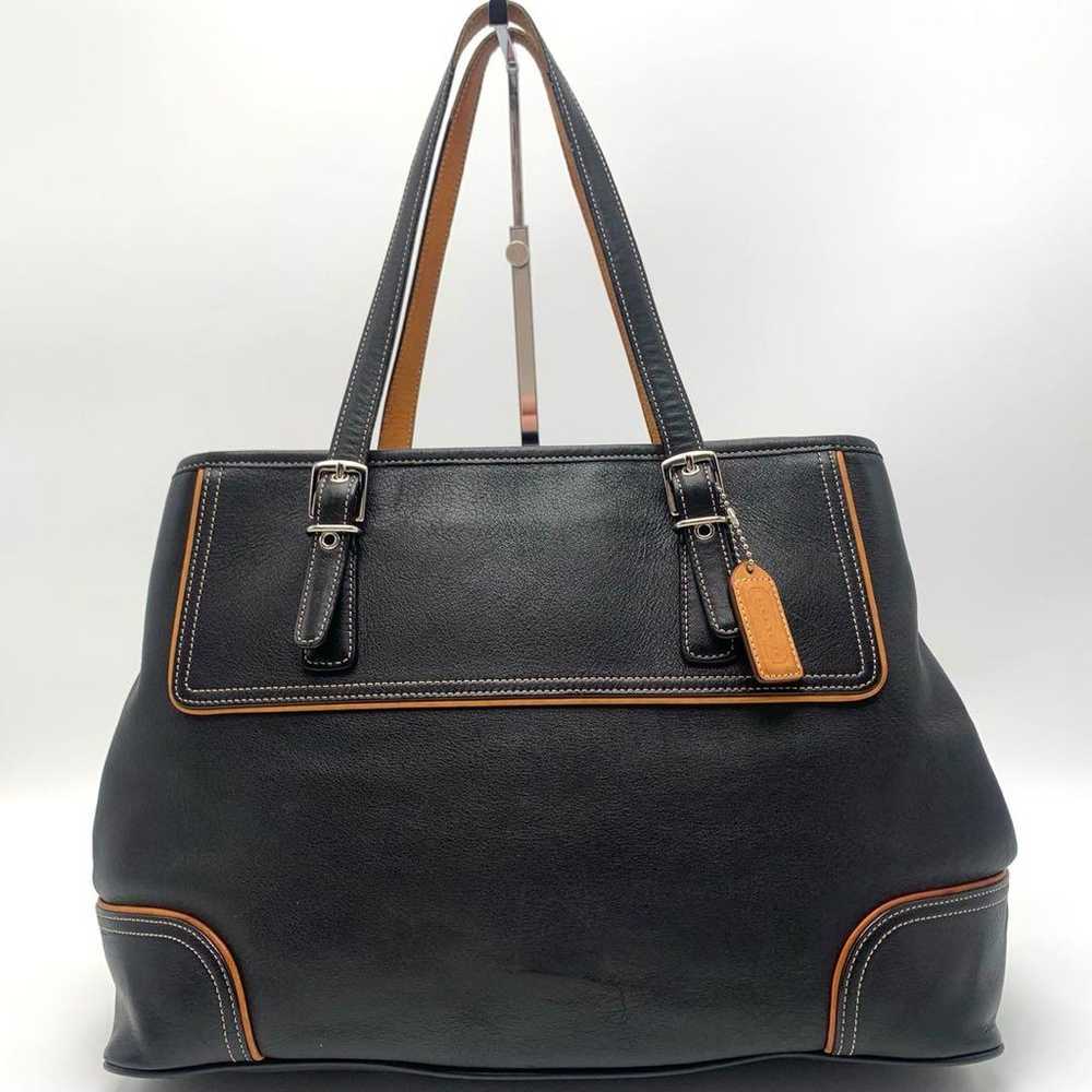 COACH Tote Bag Shoulder Bag Black Shoulder Carry - image 2