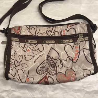 LeSportsac shoulder bag in gray beige with heart … - image 1