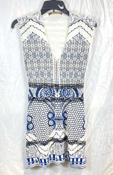 Roberto Cavalli White Printed Lace Mini Dress S