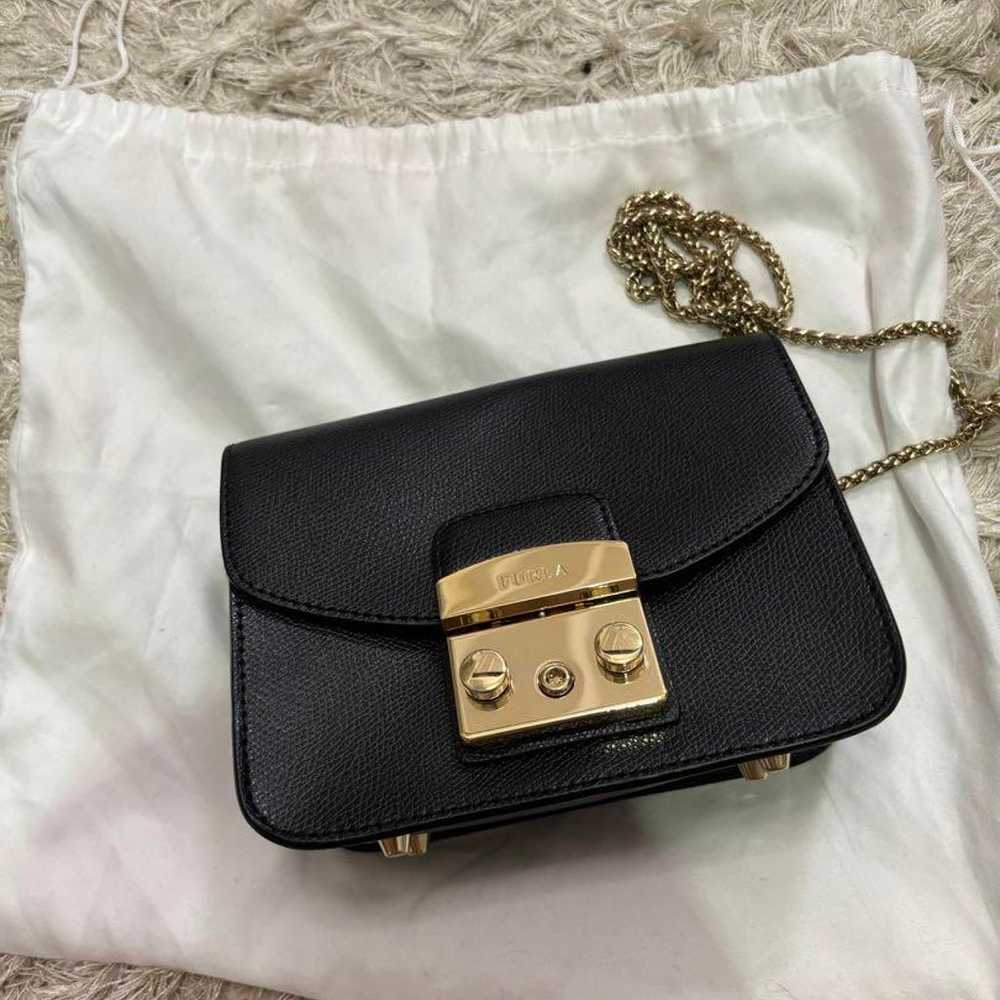 Furla Black Leather Shoulder Bag with Dust Bag - image 2