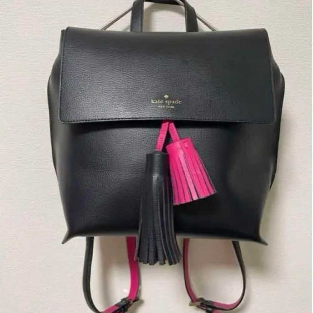 Kate Spade black leather backpack with tassel - image 3