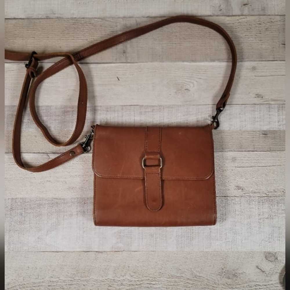 Unique Vintage Eddie Bauer Crossbody Brown Leathe… - image 1