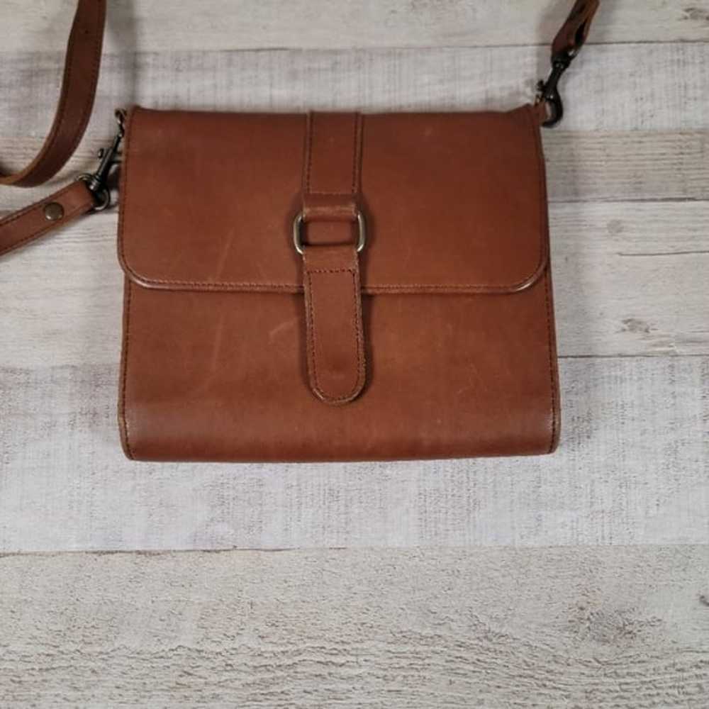 Unique Vintage Eddie Bauer Crossbody Brown Leathe… - image 2