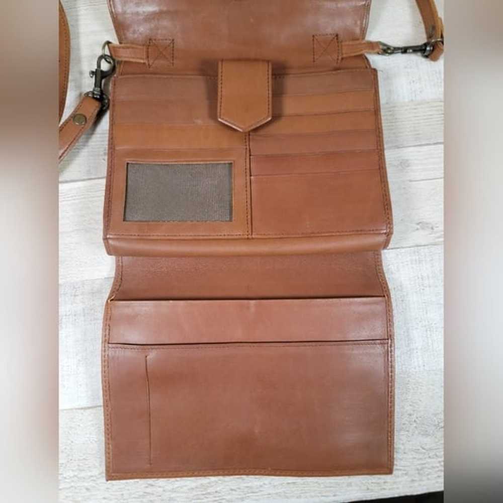 Unique Vintage Eddie Bauer Crossbody Brown Leathe… - image 4