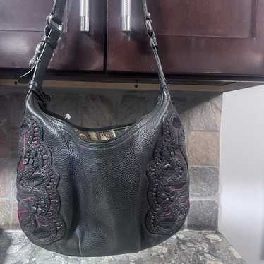 Brighton Women's Black Anju Beaded Soft Bucket retailer Hobo Leather Shoulder Bag Purse