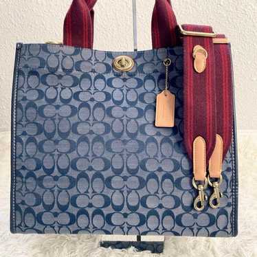 COACH Chambray Tote 34 2WAY Midnight 3664 - image 1