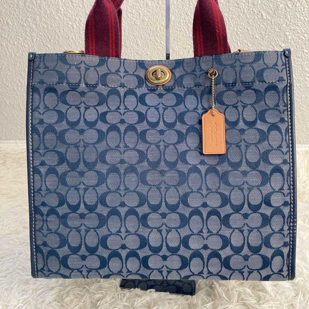 COACH Chambray Tote 34 2WAY Midnight 3664 - image 2