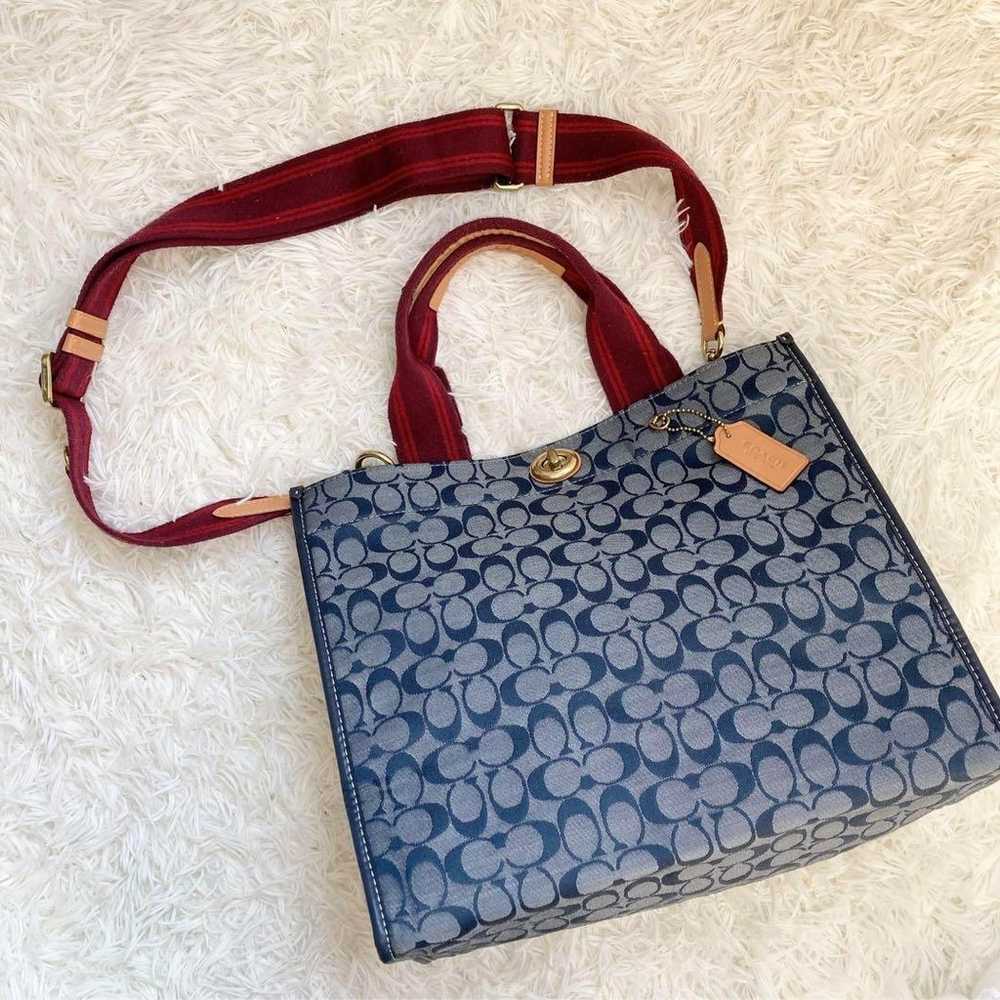 COACH Chambray Tote 34 2WAY Midnight 3664 - image 3