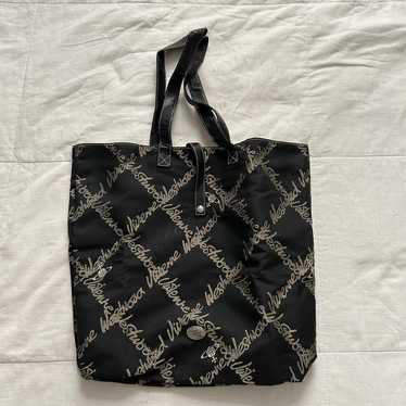 Vivienne Westwood Black And Grey Orb Logo Tote Bag