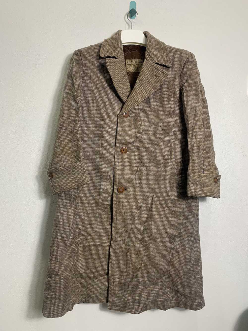 SUPER RARE Vintage 40s Harris Tweed Long Wool Jac… - image 1