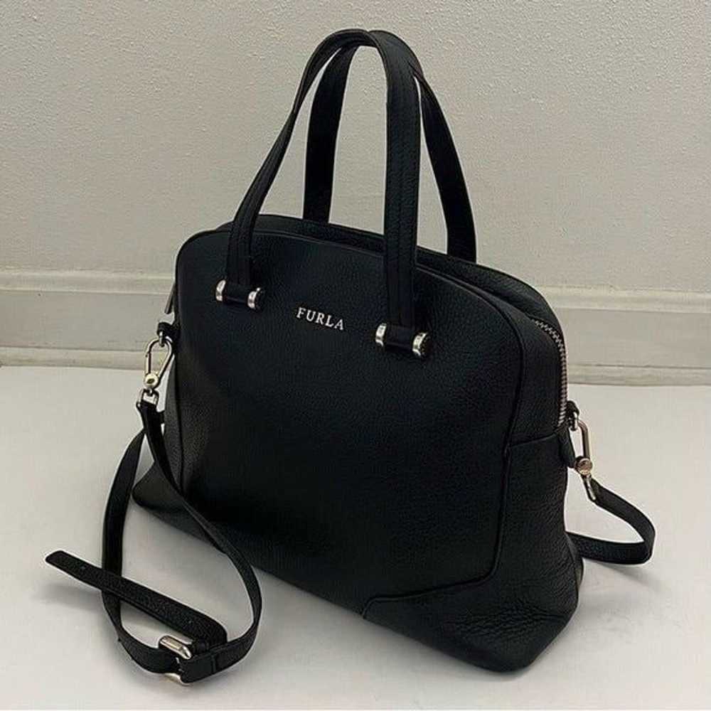 Furla Black Satchel Crossbody Pebbled Leather Dom… - image 12