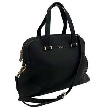 Furla Black Satchel Crossbody Pebbled Leather Dom… - image 1