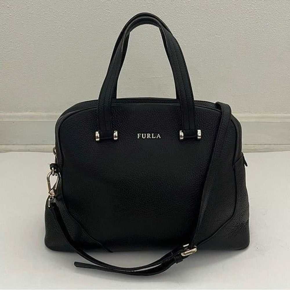 Furla Black Satchel Crossbody Pebbled Leather Dom… - image 2