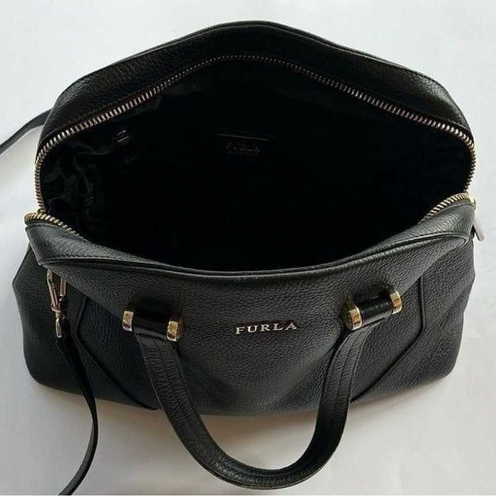 Furla Black Satchel Crossbody Pebbled Leather Dom… - image 6