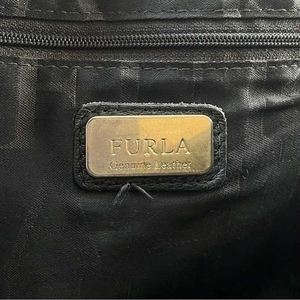 Furla Black Satchel Crossbody Pebbled Leather Dom… - image 9