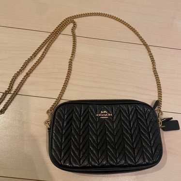 Coach Shoulder Bag Black Quilted