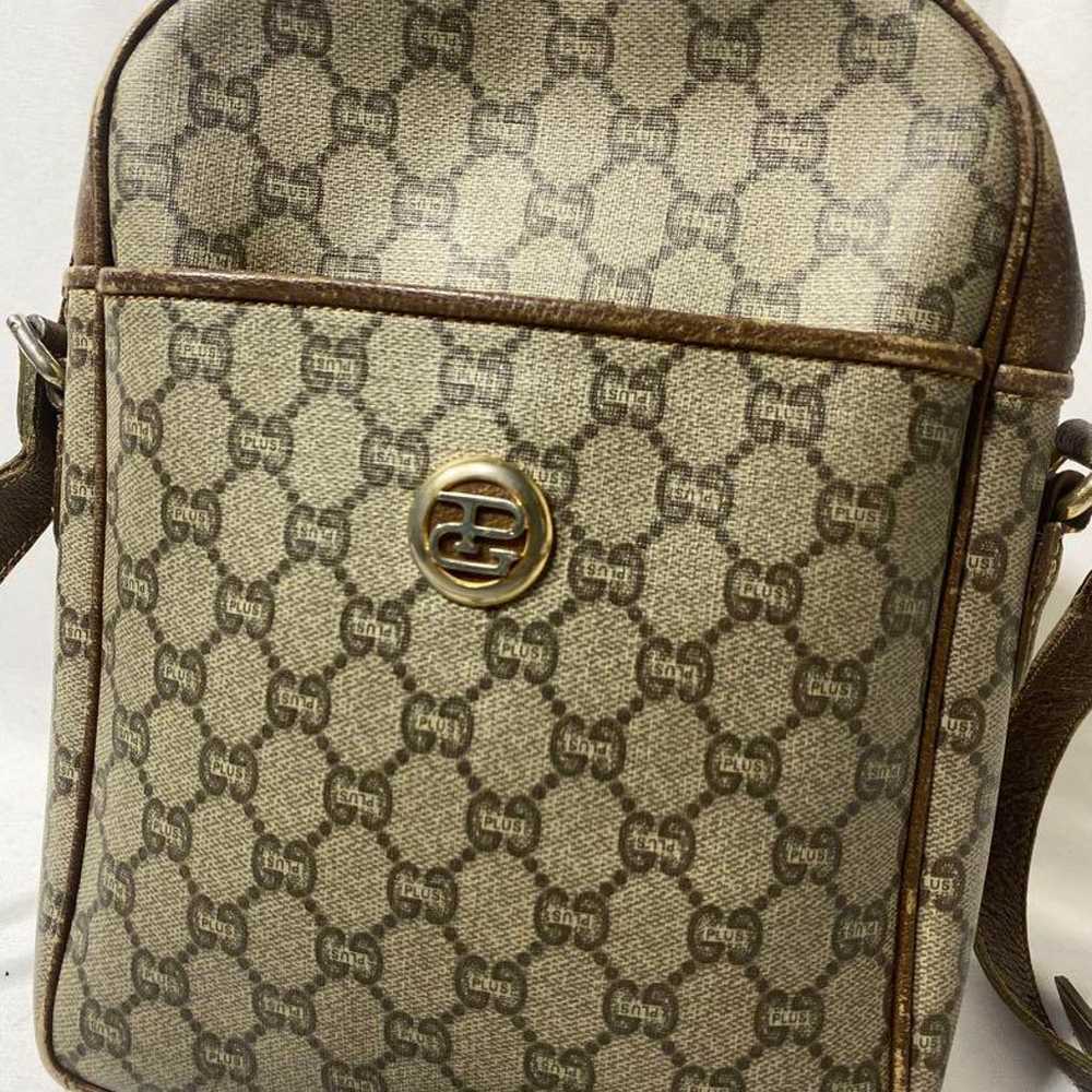 Gucci Shoulder Bag Leather Old Gucci GG Brown Plus - image 1