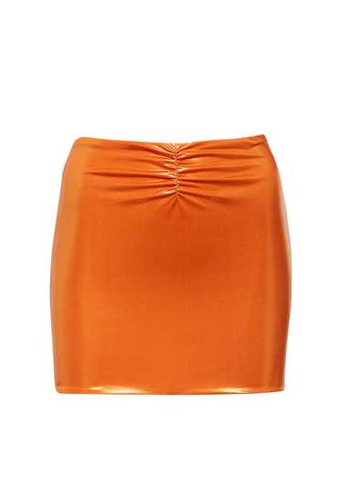 Alessandra Rich Laminated Lycra Skirt In Orange