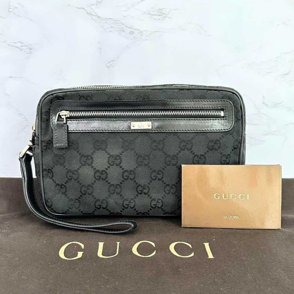 GUCCI Pouch GG Canvas Leather Black with depth - image 1