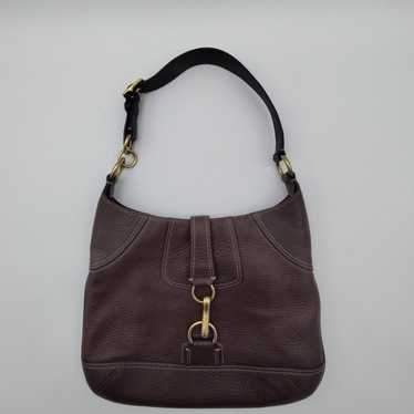 Coach Hampton Dark Brown Pebble Leather Shoulder … - image 1